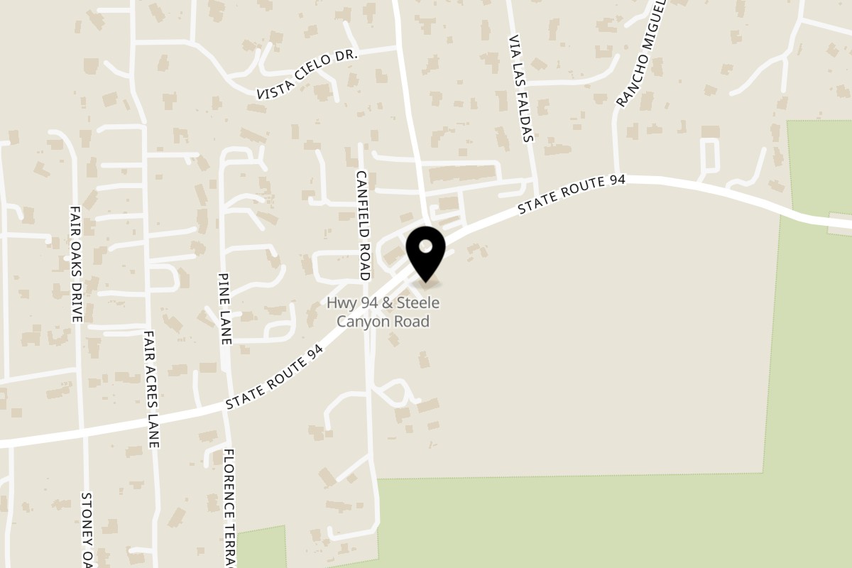 Map showing the location of Steele 94 Restaurant Bar on 12891 Campo Rd in Spring Valley